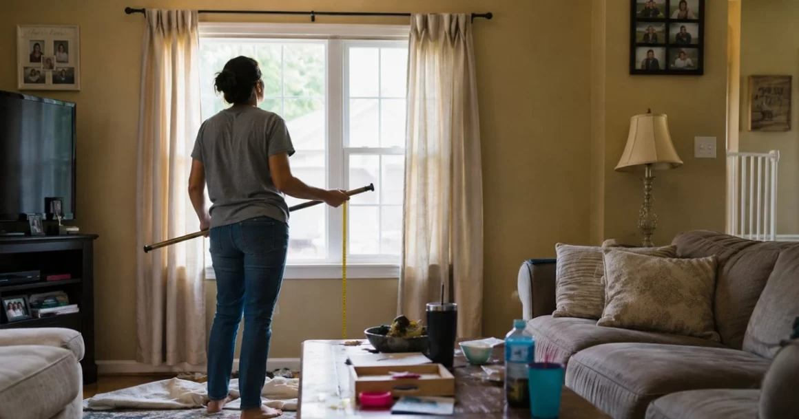 Create image Ultra-realistic candid documentary-style photograph of an average homeowner standing a few steps back in a modest living room, looking at their window while holding a curtain rod and tape measure, naturally deciding how to improve the space on a budget, existing curtains slightly too short, simple sofa, coffee table with everyday clutter, daylight entering through the window, lived-in family home with realistic imperfections, natural uneven lighting, no posing, no eye contact with camera, authentic household atmosphere, unstaged composition, highly detailed textures, true-to-life colors, 16:9 aspect ratio. Generated image: Measuring for a new curtain setup Edit Create polished images with higher accuracy Upgrade to create high quality visuals using information from the web with the new powerful Thinking model. Get Plus Measuring for a new curtain setup